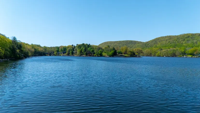 Spring view across Candlewood Lake in New Milford, Connecticut.